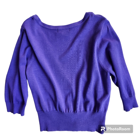 One World, NWT, Live & Let Live Purple Button Crop Cardigan L - Picture 4 of 11
